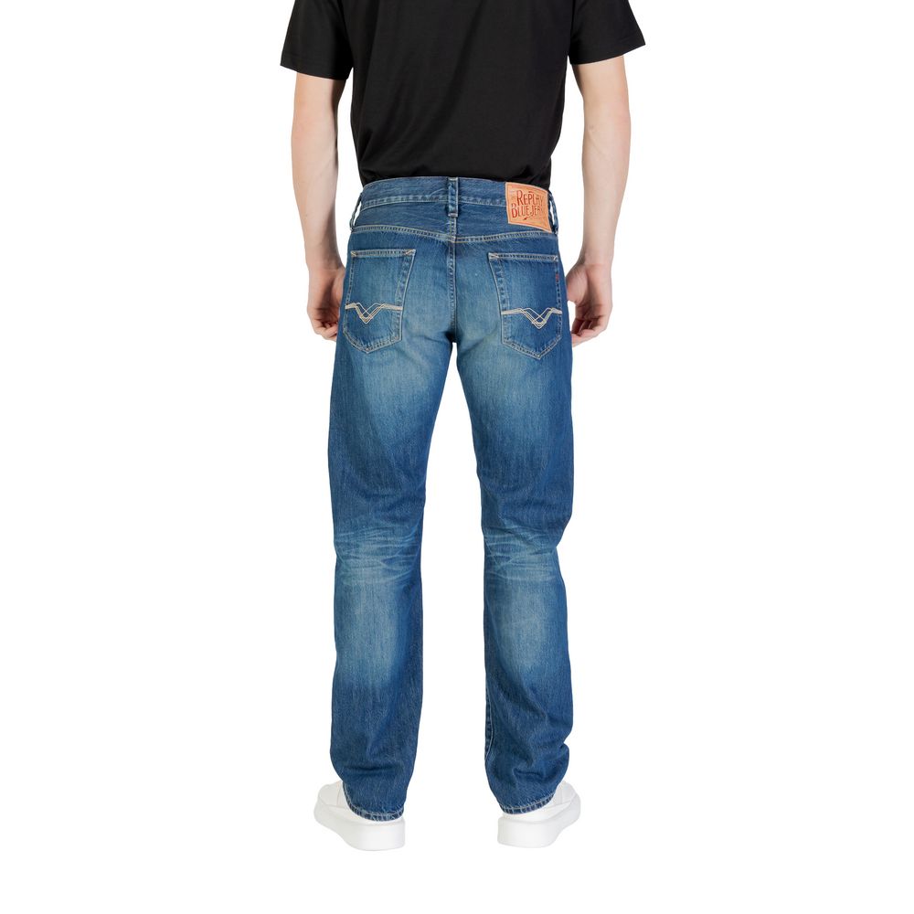 Replay Blue Cotton Relaxed Fit Jean