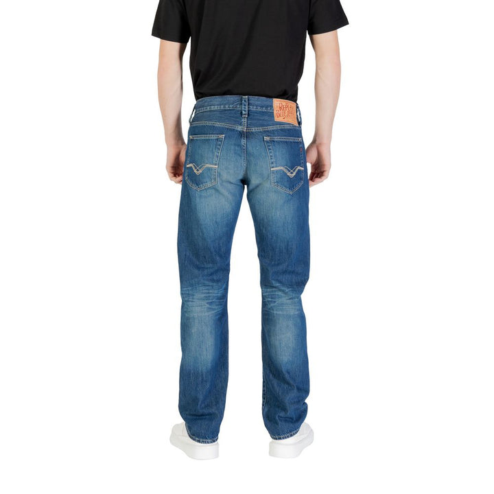 Replay Blue Cotton Relaxed Fit Jean