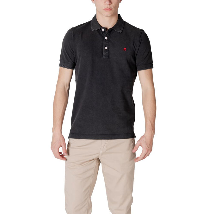 Replay Black Cotton Polo Shirt