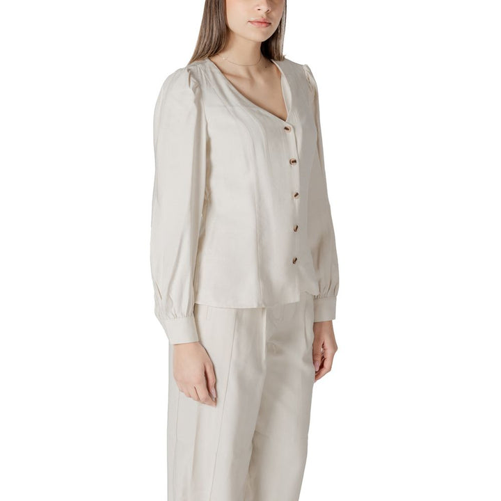 Vila Clothes Cream Viscose Top