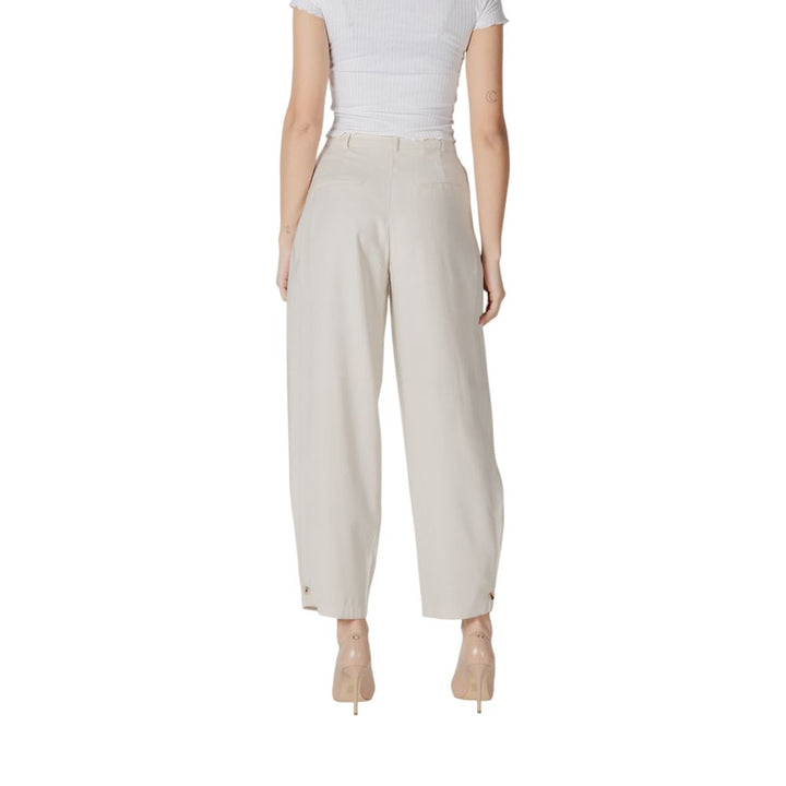 Vila Clothes Cream Viscose Pant