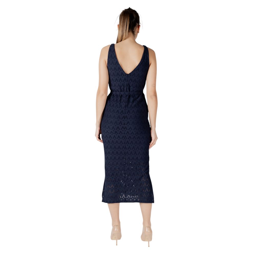 Vila Clothes Blue Recycled Polyester Midi