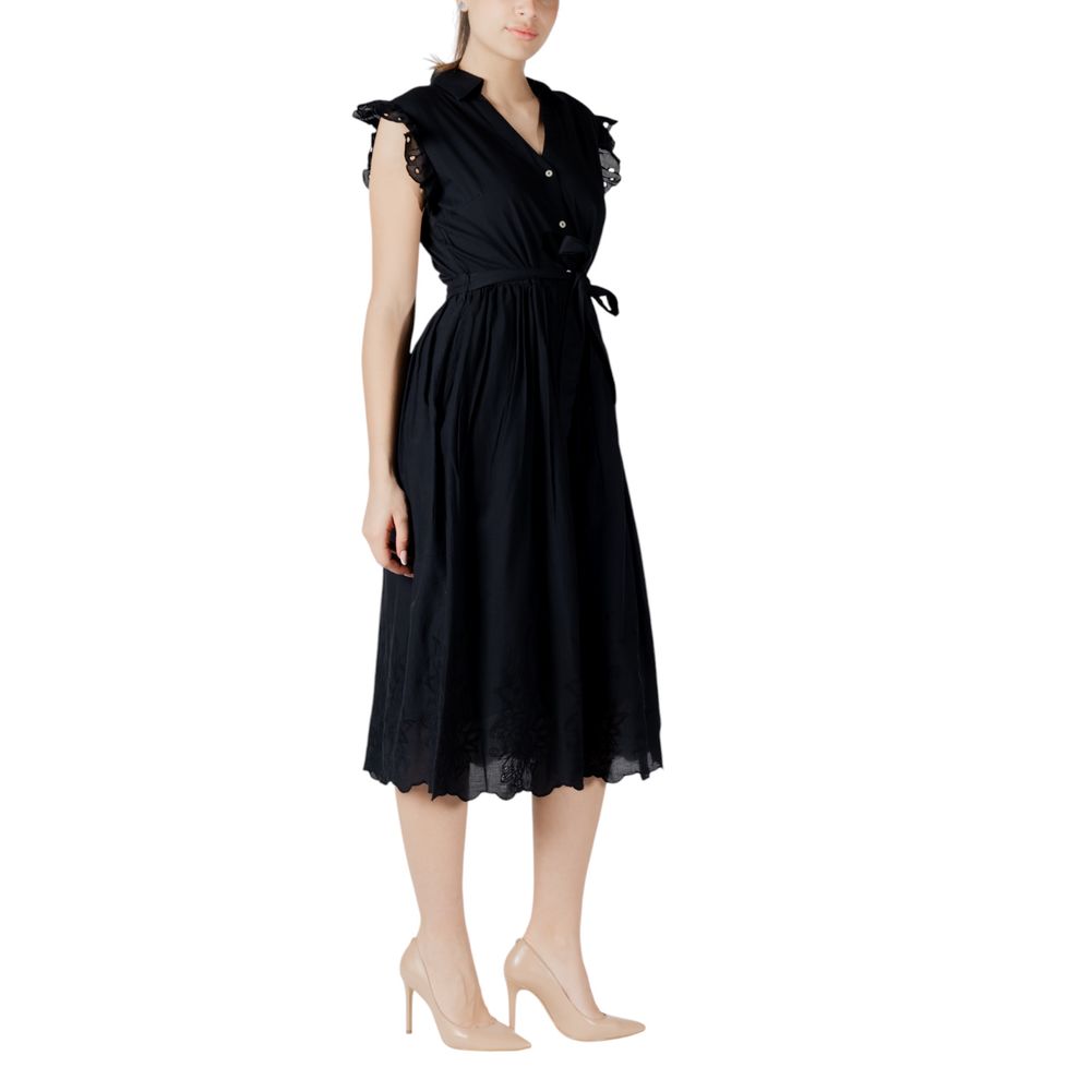 Vila Clothes Black Cotton Midi