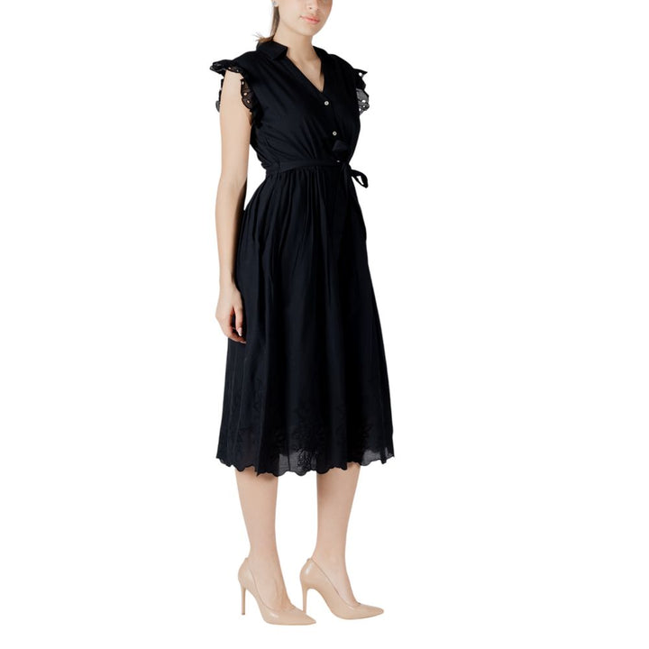 Vila Clothes Black Cotton Midi