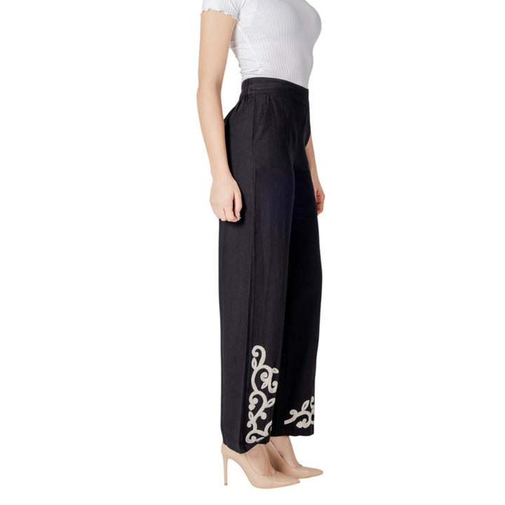 Vila Clothes Black Viscose Pant
