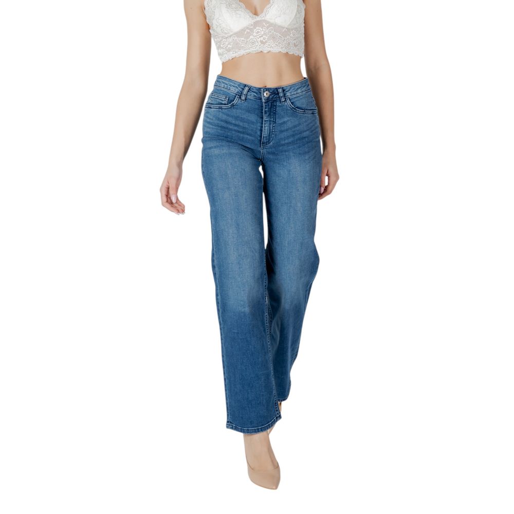 ICHI Blue Cotton Relaxed Fit Jean