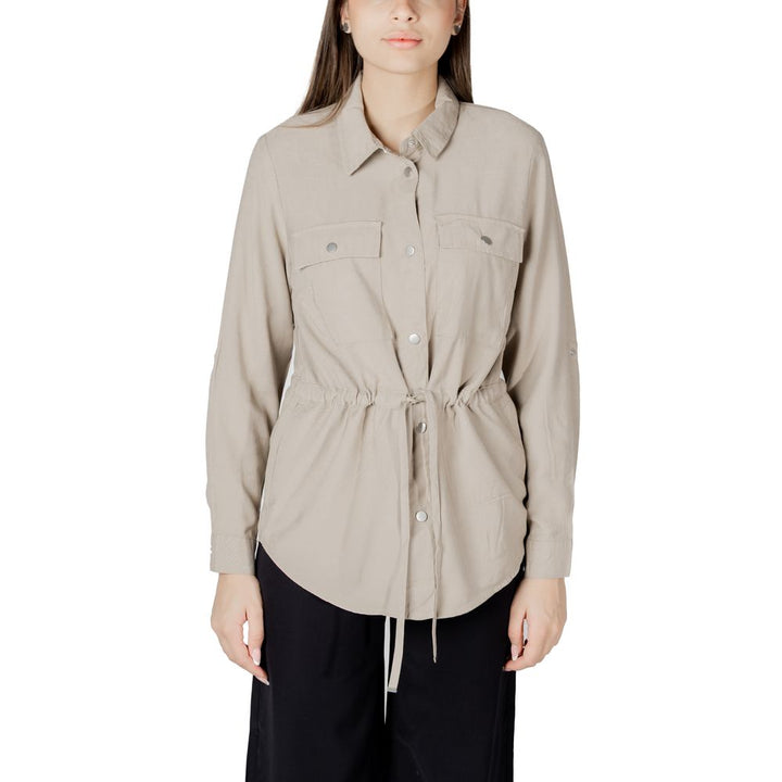 Only Beige Viscose Shirt