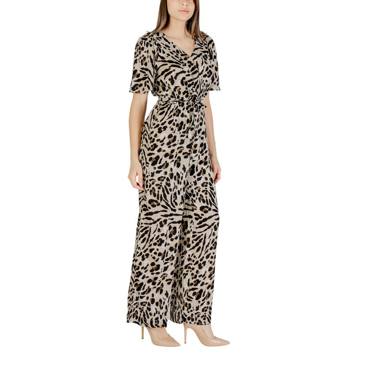 ICHI Beige Viscose Jumpsuit