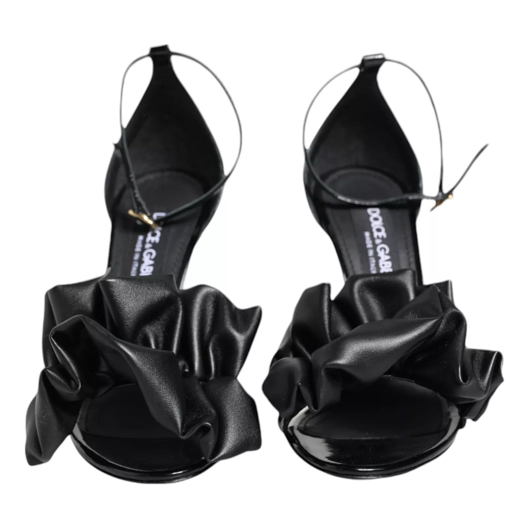 Dolce & Gabbana Black Leather Ankle Strap Heel Sandals Shoes