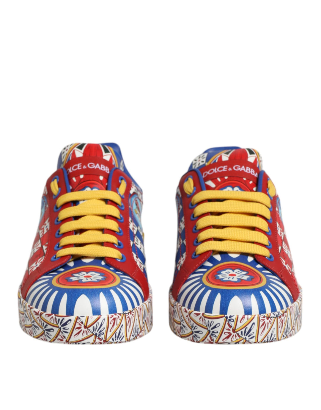 Dolce & Gabbana Portofino Carretto Printed Leather Sneakers Shoes