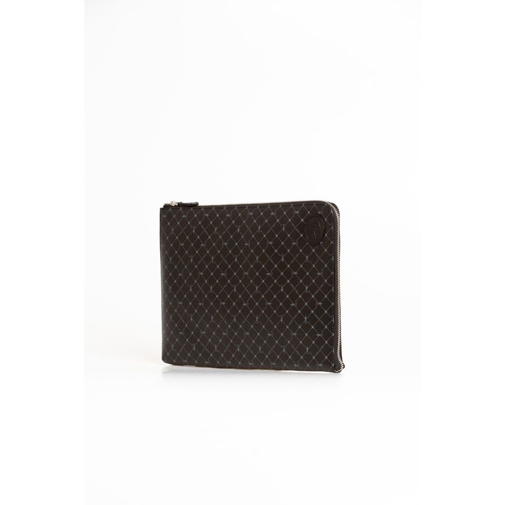 Trussardi Black Leather Clutch Bag