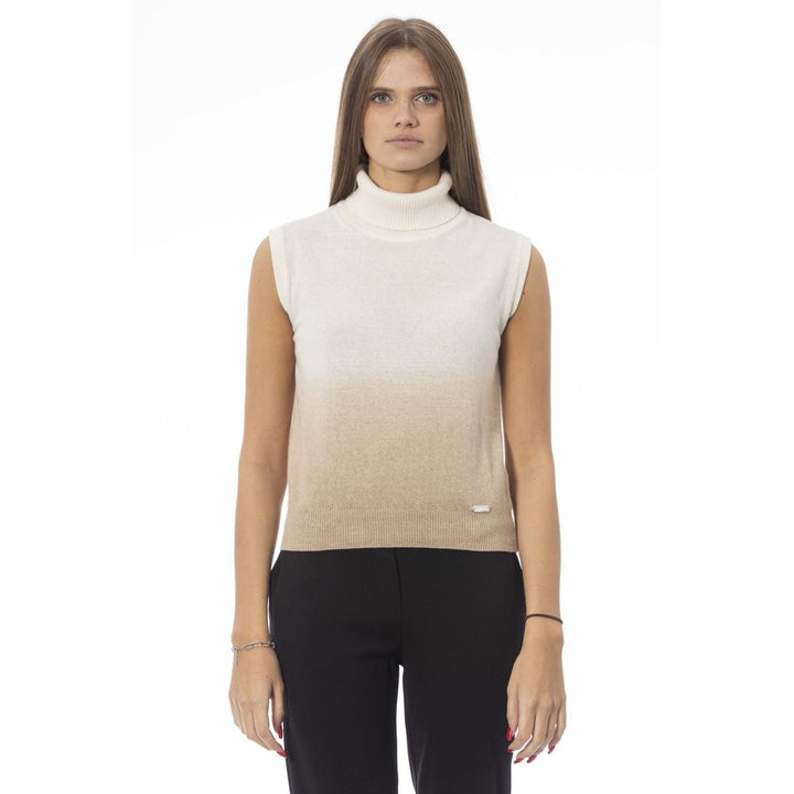 Baldinini Trend White Wool Sleeveles