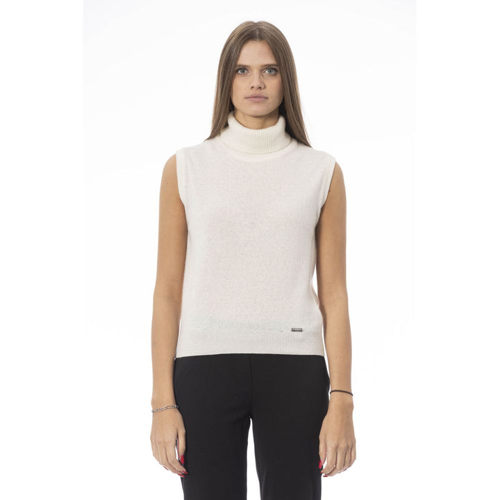 Baldinini Trend White Wool Sleeveles