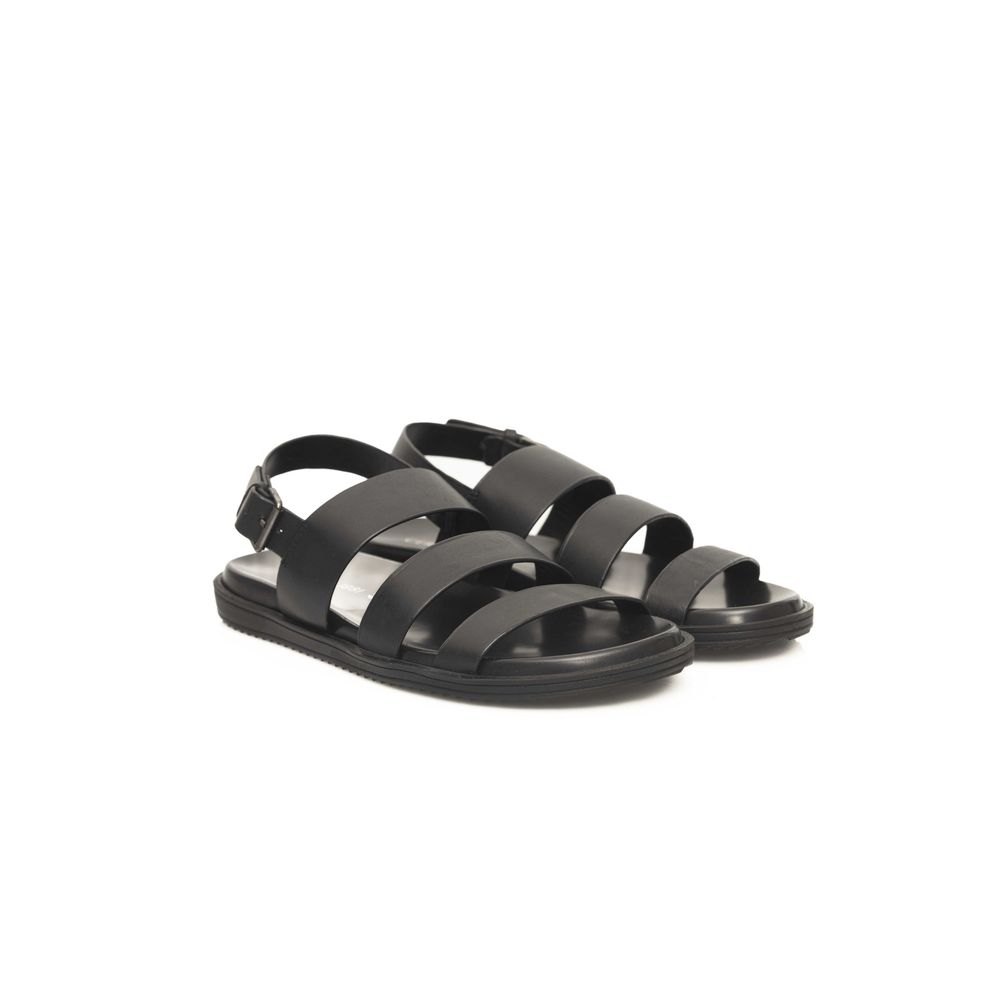 Cerruti 1881 Black Leather Men Sandal