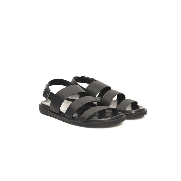 Cerruti 1881 Black Leather Men Sandal