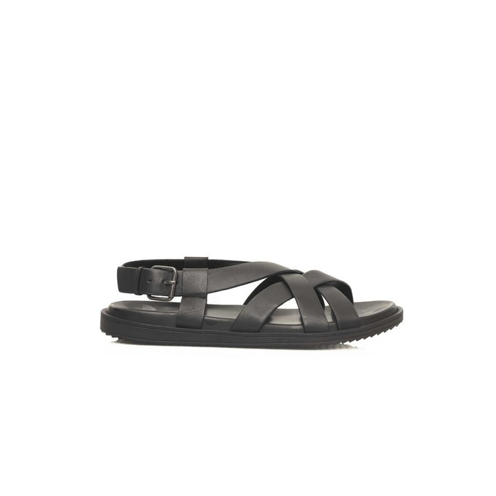 Cerruti 1881 Black Leather Men Sandal