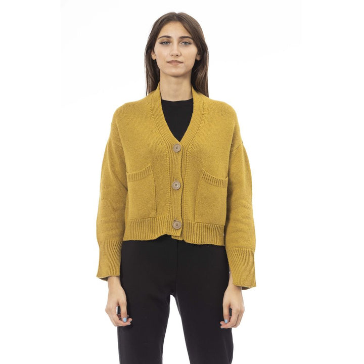 Alpha Studio Yellow Merino Wool Cardigan