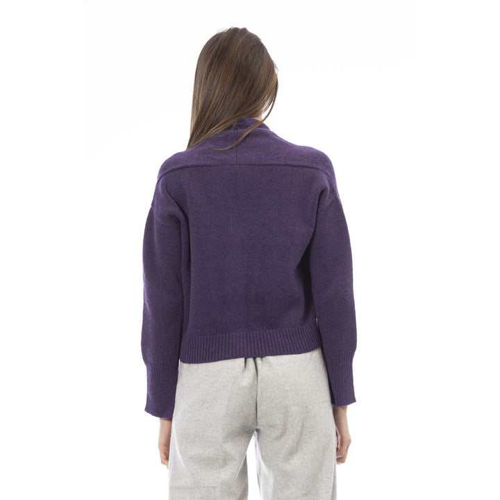Alpha Studio Purple Merino Wool Cardigan