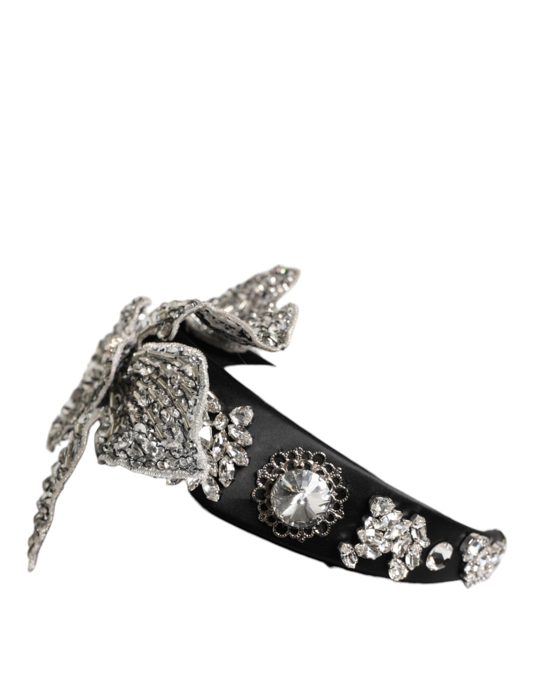 Dolce & Gabbana Black Hair Flower Crystal LIMONI Women Headband Diadem