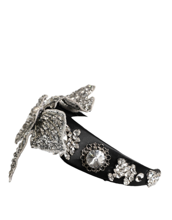 Dolce & Gabbana Black Hair Flower Crystal LIMONI Women Headband Diadem