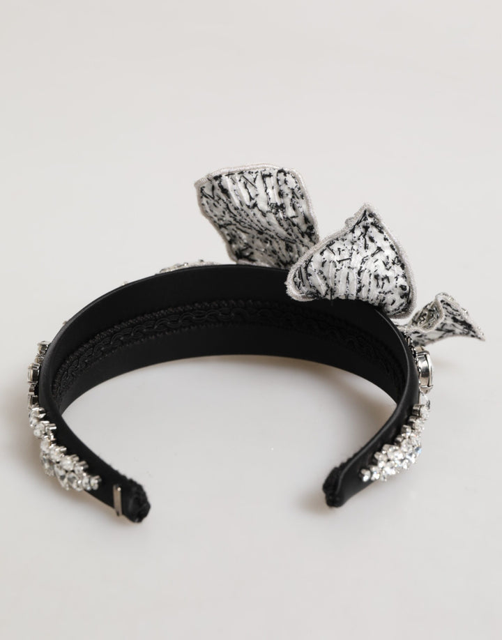 Dolce & Gabbana Black Hair Flower Crystal LIMONI Women Headband Diadem