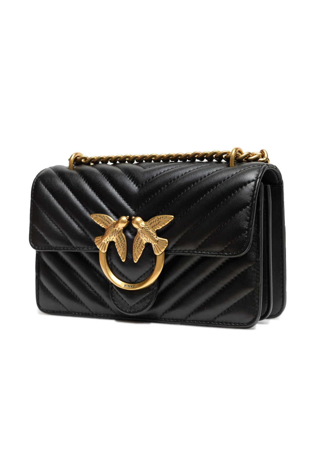 PINKO Black Mini Love Bag One Chevron