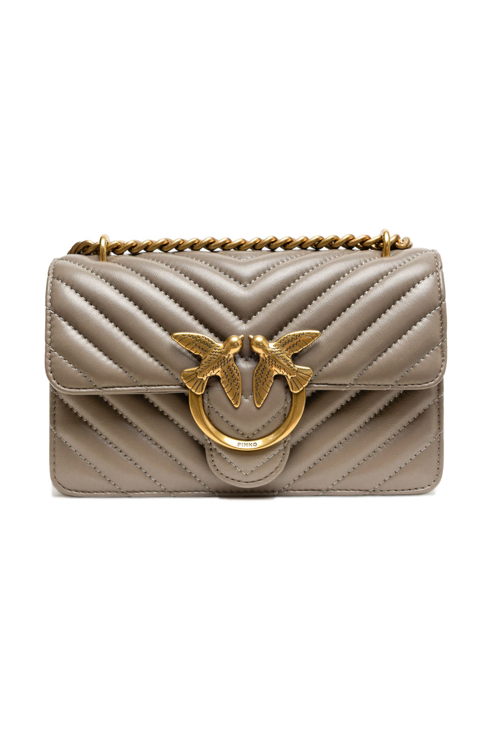 PINKO Grey Mini Love Bag One Chevron