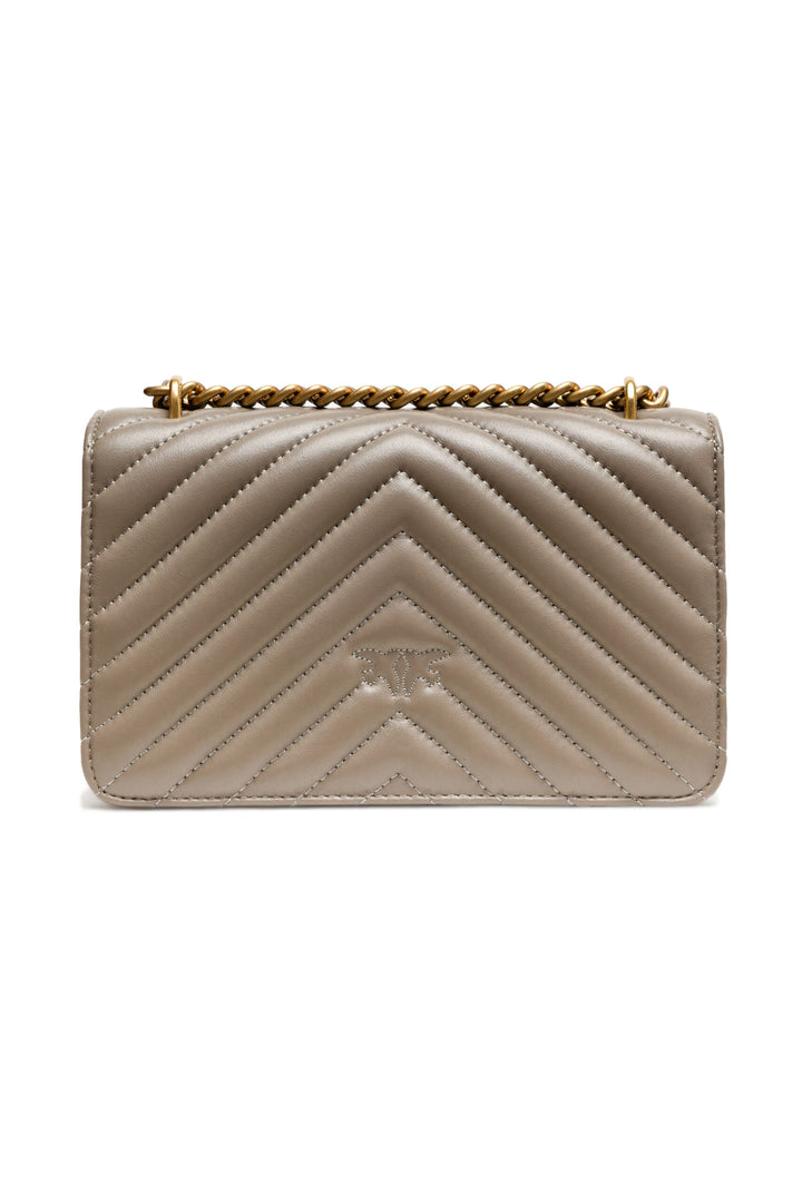 PINKO Grey Mini Love Bag One Chevron