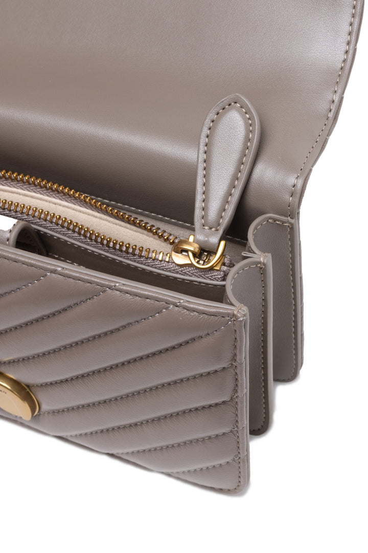 PINKO Grey Mini Love Bag One Chevron