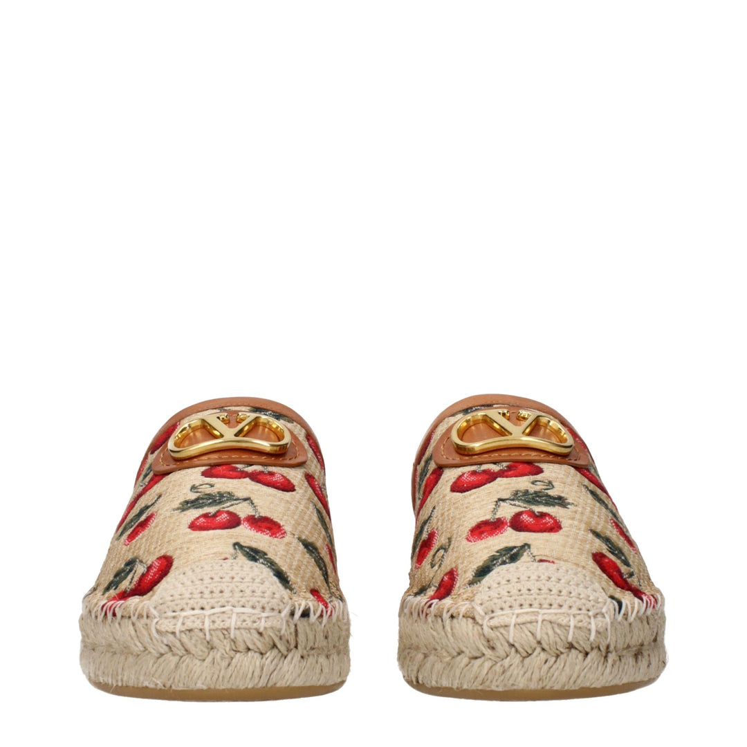 Valentino Garavani Beige Raffia Slippers Sandals
