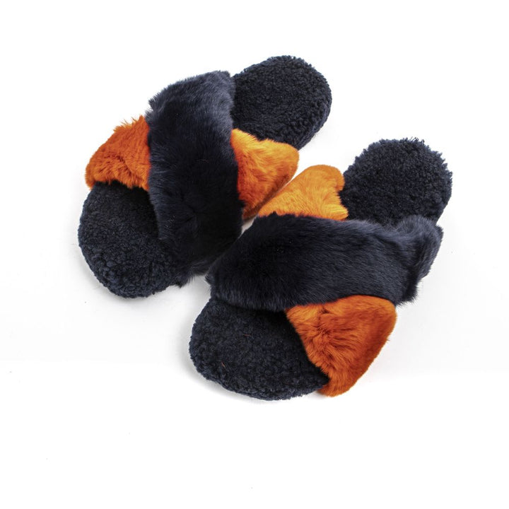 Mr&Mrs Italy Blue Rabbit Fur Sandal