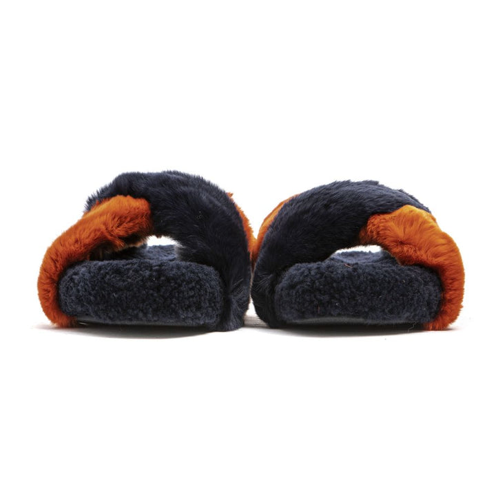 Mr&Mrs Italy Blue Rabbit Fur Sandal