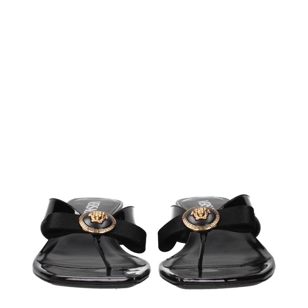 Versace Black Leather Stiletto Heels Sandals