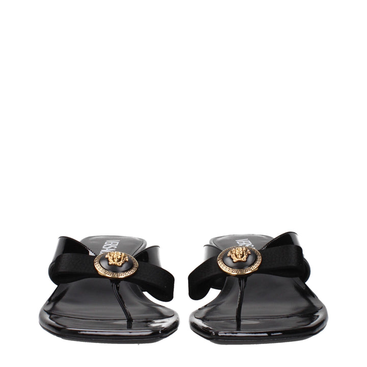 Versace Black Leather Stiletto Heels Sandals