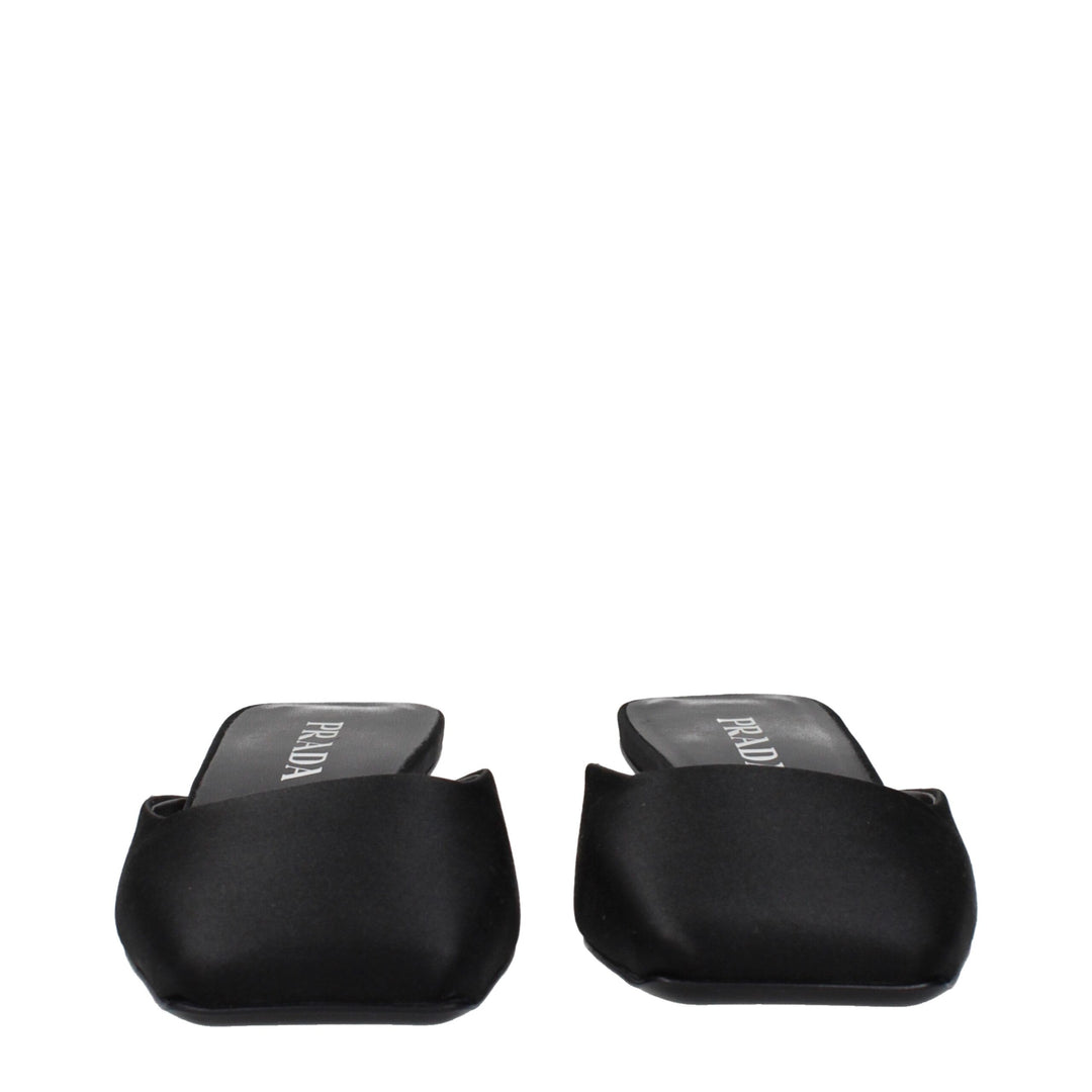 Prada Black Satin Flat Sandals