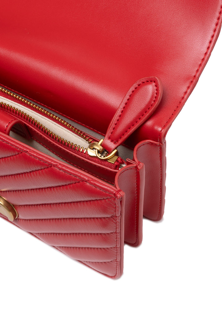 PINKO Red Mini Love Bag One Chevron
