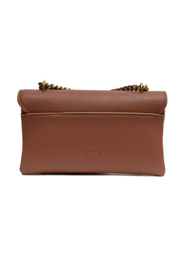 PINKO Brown Small Love shoulder Soft Leather Bag
