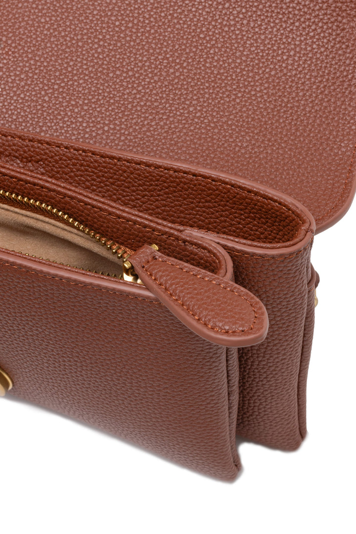 PINKO Brown Small Love shoulder Soft Leather Bag