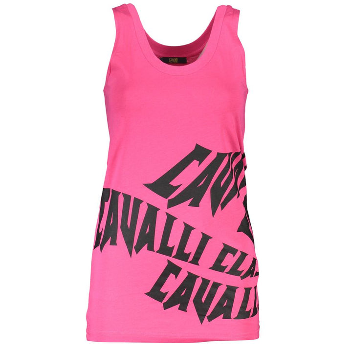 Cavalli Class Pink Cotton Tank Top
