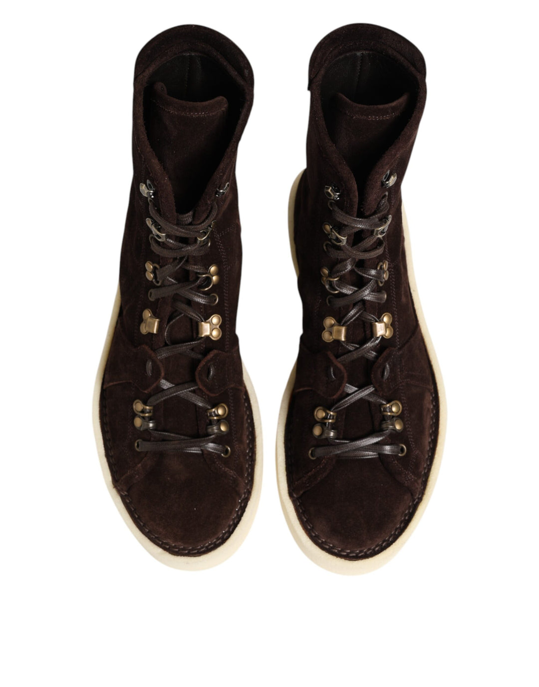 Dolce & Gabbana Brown Suede Lace Up Ankle Short Boots Shoes