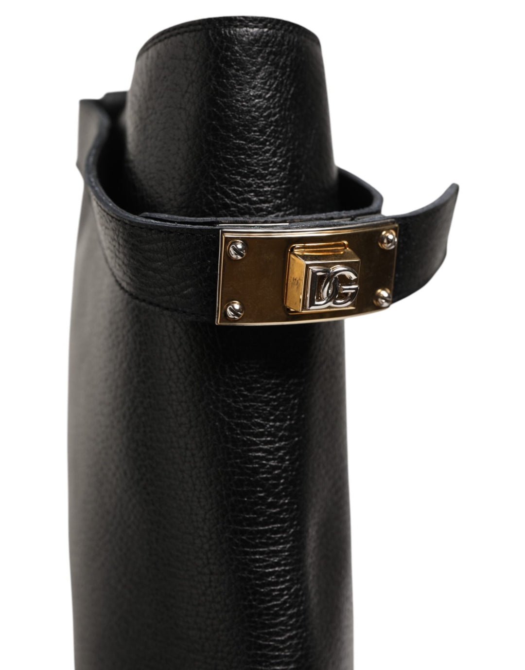 Dolce & Gabbana Black Logo Plaque Over The Calf Boots Shoes