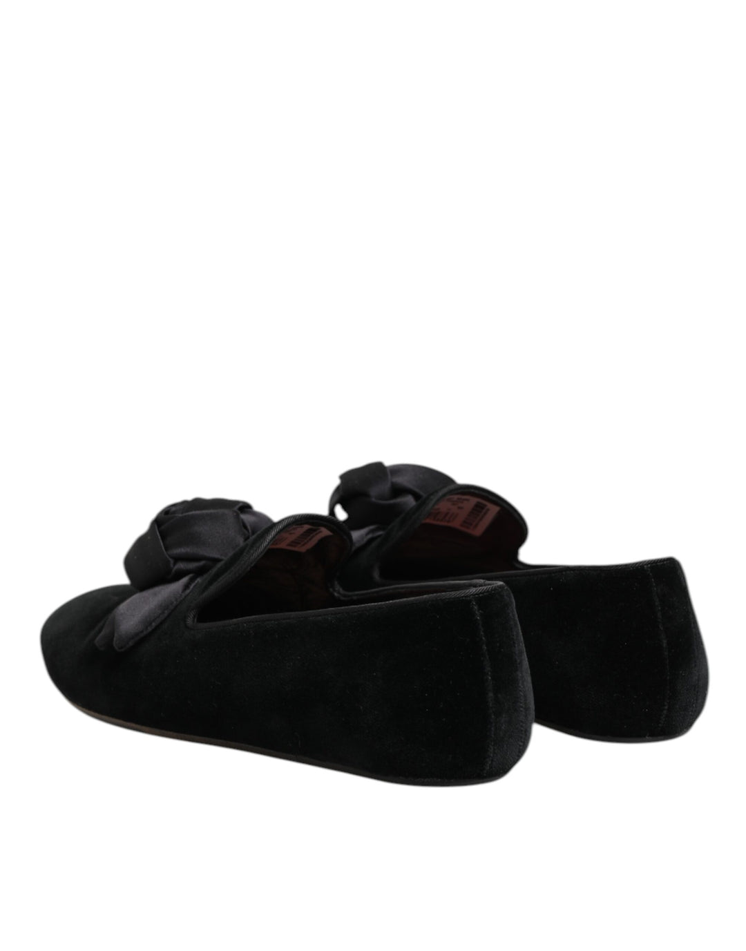 Dolce & Gabbana Black Suede Cotton Rose Slip On Loafers Shoes