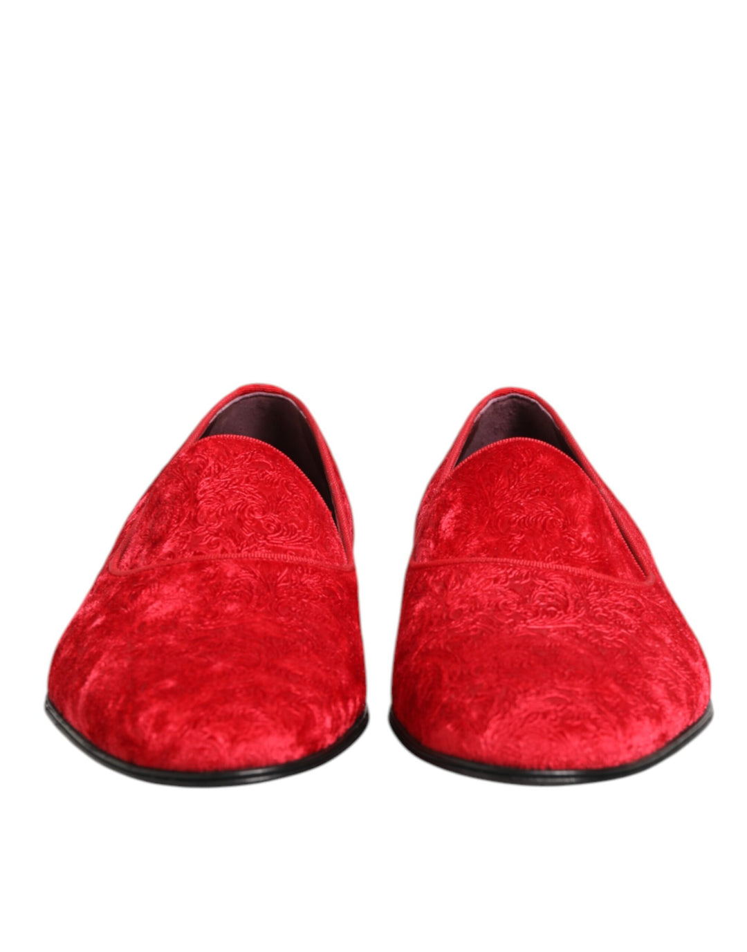 Dolce & Gabbana Red Jacquard Loafers Formal Men Dress Shoes