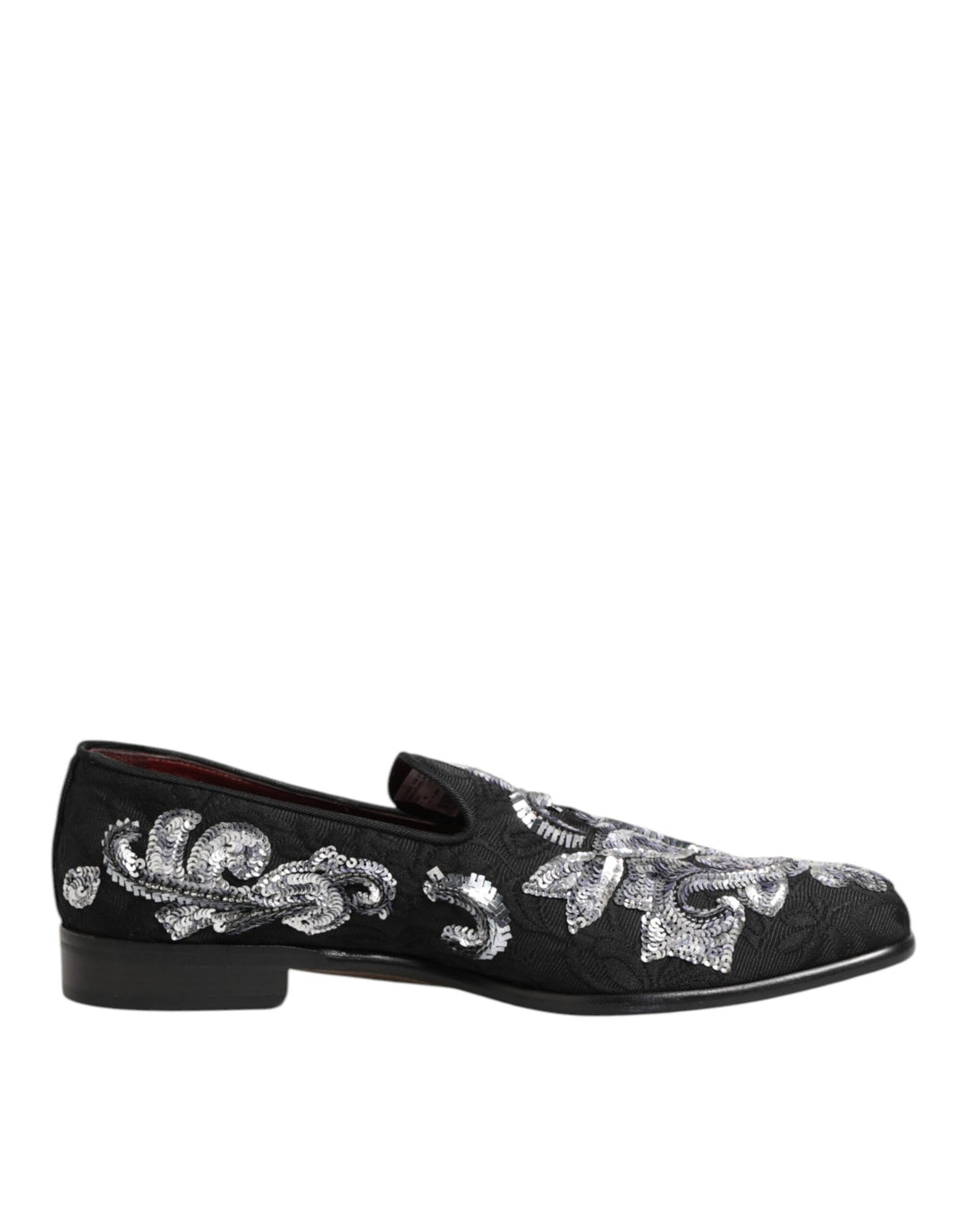 Dolce & Gabbana Black Silver Sequined Loafers Men Dress Shoes Dolce & Gabbana Black Silver Sequined Loafers Men Dress Shoes