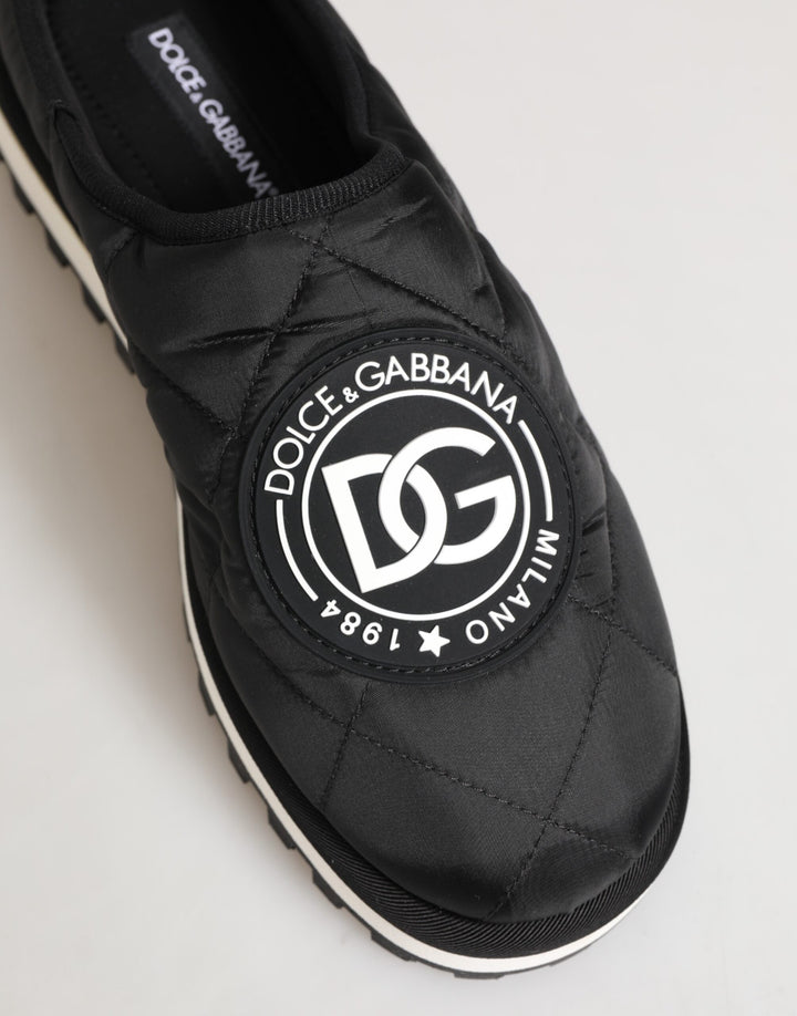 Dolce & Gabbana Black Nylon Low Top Slip On Sneaker Shoes