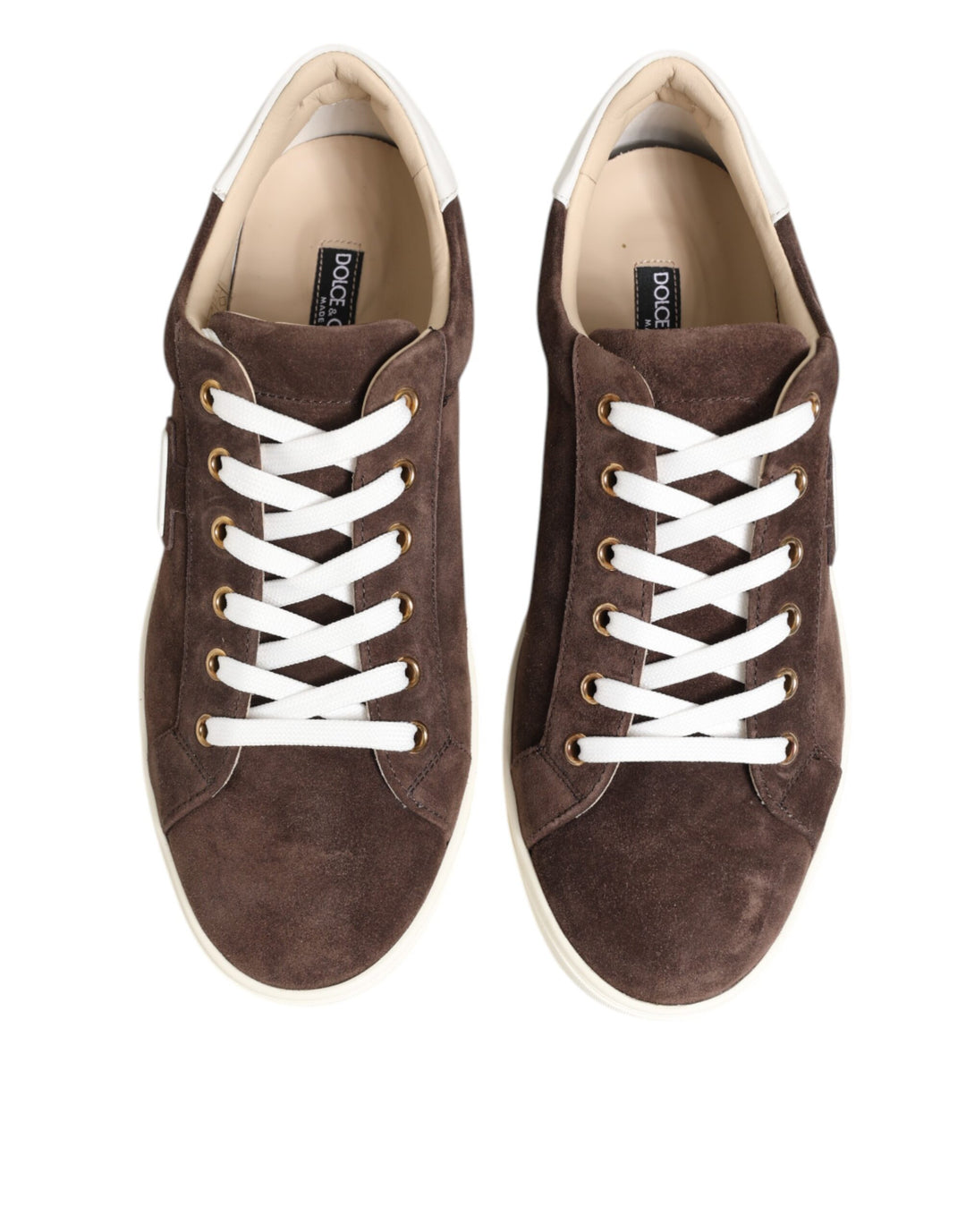 Dolce & Gabbana Brown Suede Leather Low Top Men Sneakers Shoes