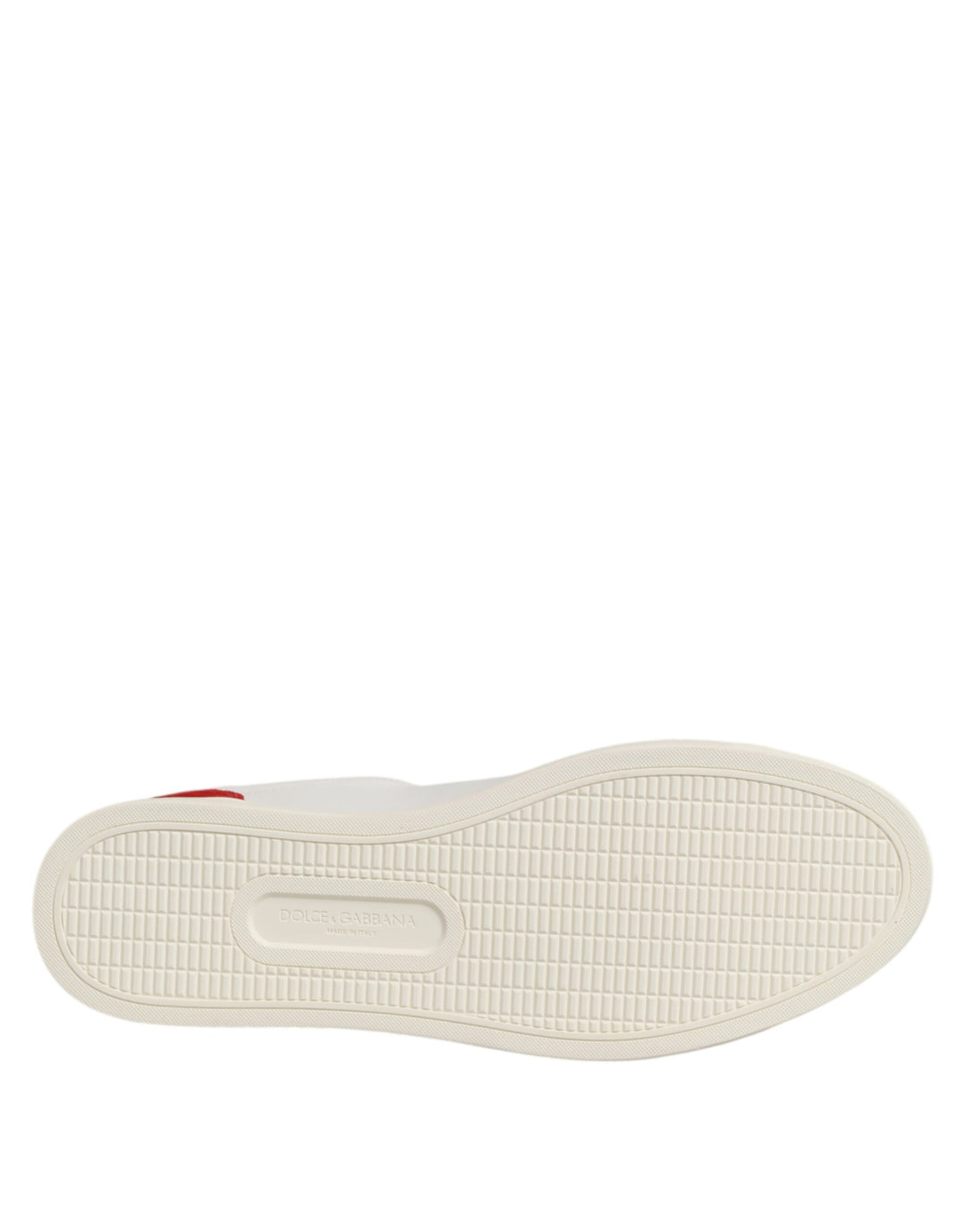 Dolce & Gabbana White Red Leather Low Top Men Sneakers Shoes