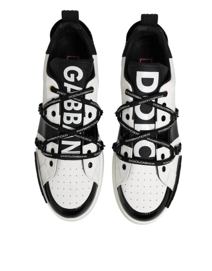 Dolce & Gabbana White Leather Logo Portofino Sneakers Shoes