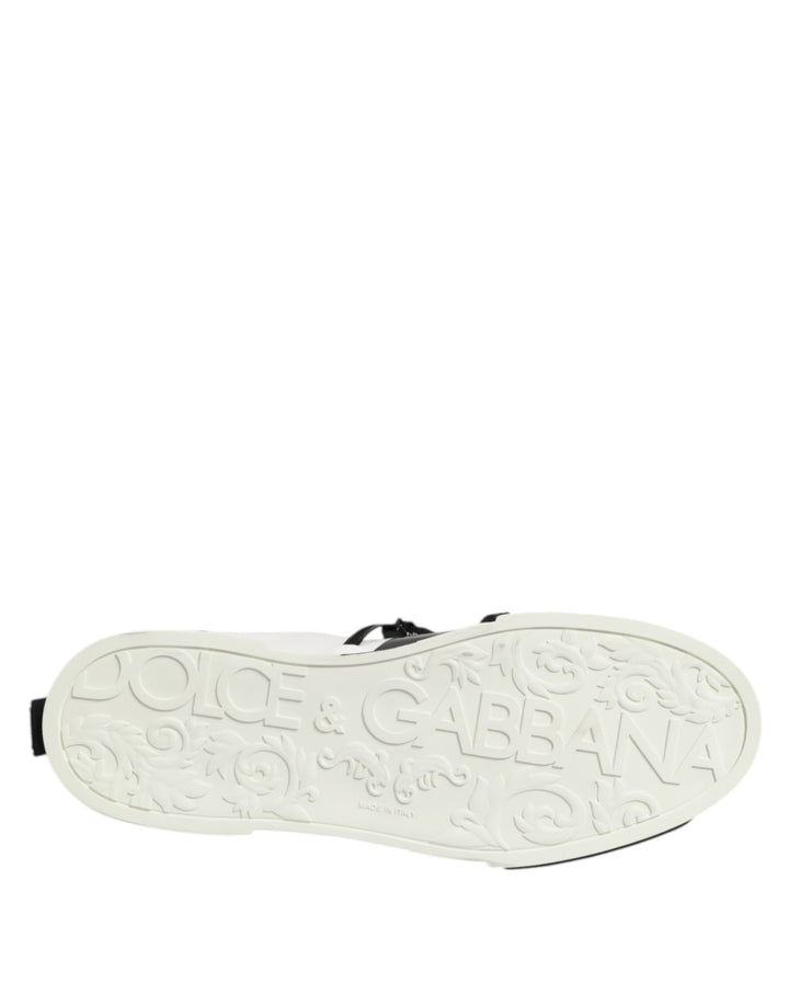 Dolce & Gabbana White Leather Logo Portofino Sneakers Shoes
