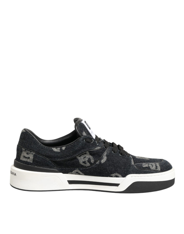 Dolce & Gabbana Blue Cotton Denim Logo Low Top Sneakers Shoes
